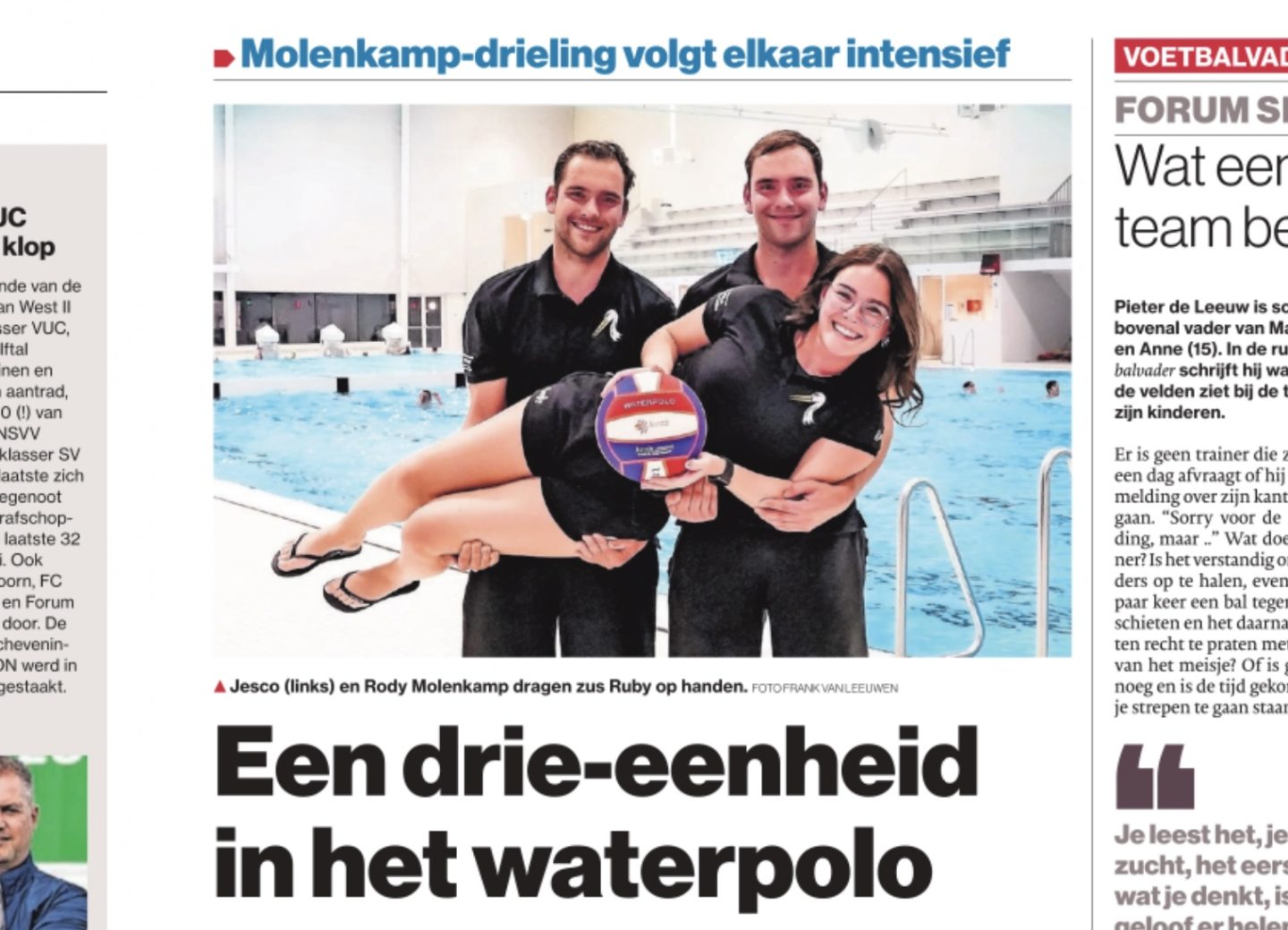 Waterpolo in algemeen dagblad Haagse courant